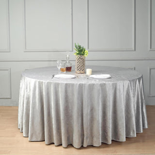 Elevate Your Event Décor with the 120" Silver Seamless Velvet Tablecloth