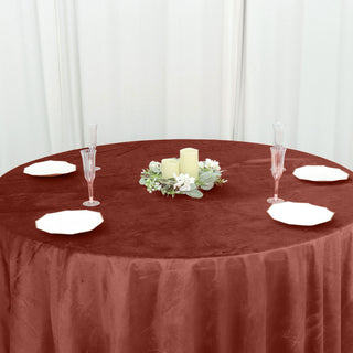 Terracotta (Rust) Velvet Round Tablecloth for Versatile Event Decor