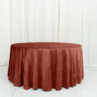 Terracotta (Rust) Velvet Round Tablecloth for Elegant Event Decor