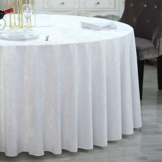 Unleash Elegance with the 120" White Seamless Premium Velvet Round Tablecloth