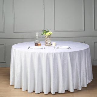 Elevate Your Table Decor with the 120" White Seamless Premium Velvet Round Tablecloth