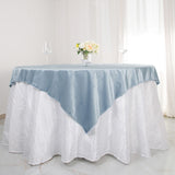 54inch x 54inch Dusty Blue Seamless Premium Velvet Square Table Overlay, Reusable Linen