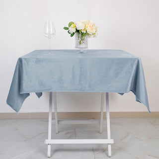 Elevate Your Table Decor with the Dusty Blue Velvet Square Tablecloth