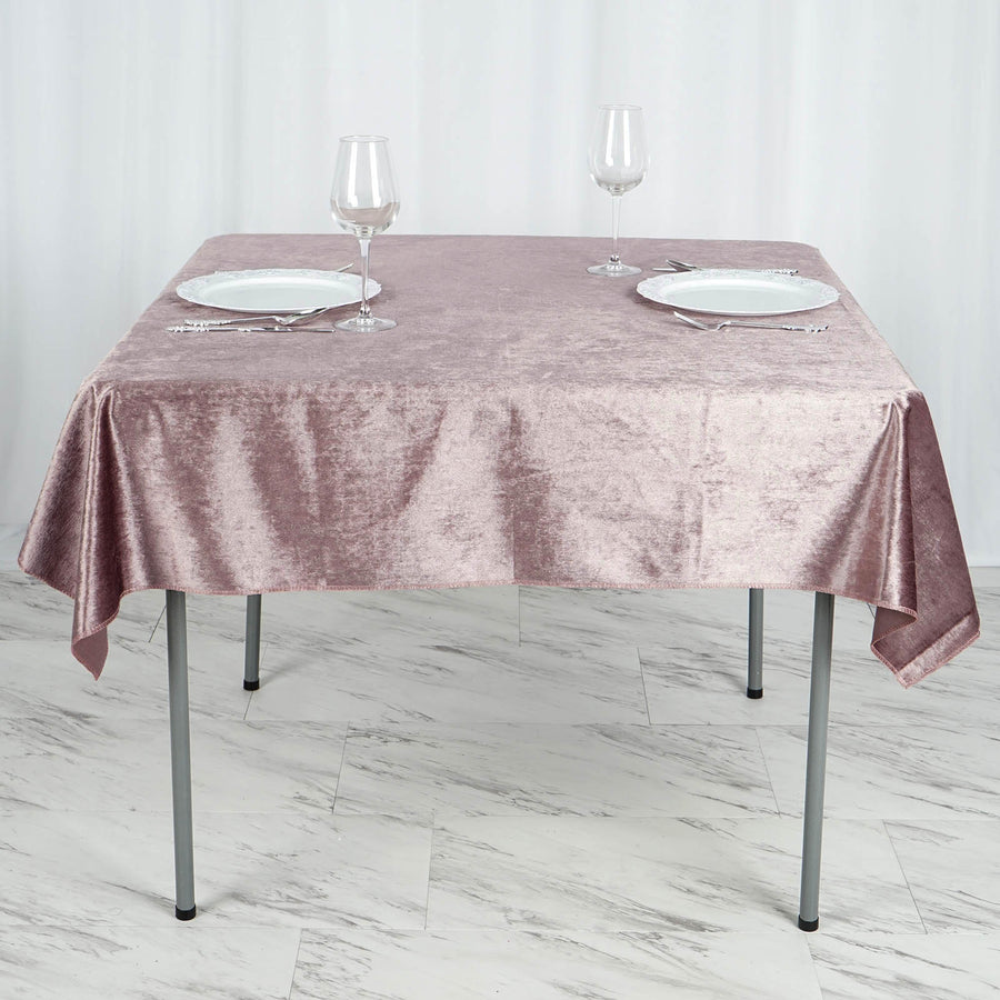 54inch x 54inch Mauve Seamless Premium Velvet Square Tablecloth, Reusable Linen