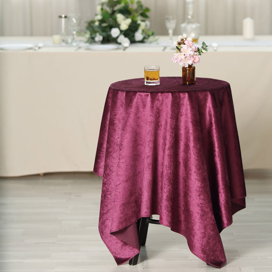 54Inch x 54Inch Purple Seamless Premium Velvet Square Tablecloth, Reusable Linen