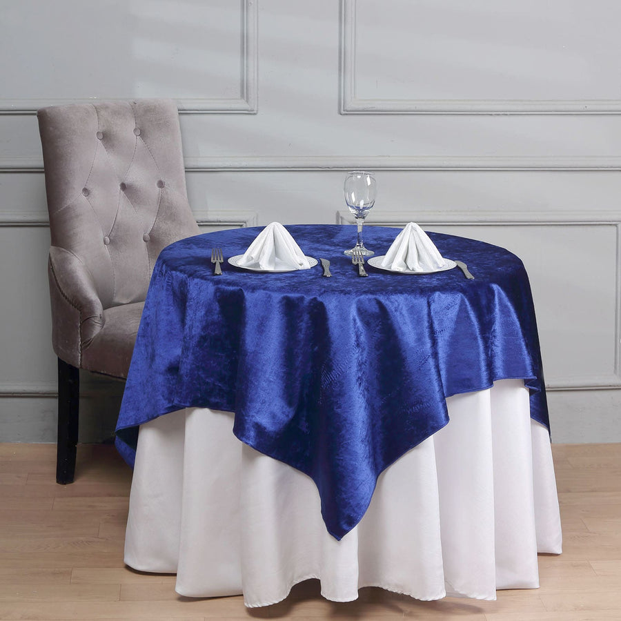 54inch x 54inch Royal Blue Seamless Premium Velvet Square Tablecloth, Reusable Linen