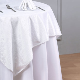 Unleash the Beauty of White with the Reusable White Seamless Premium Velvet Square Table Overlay