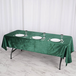 Experience Luxury and Versatility with the Hunter Emerald Green Velvet Tablecloth