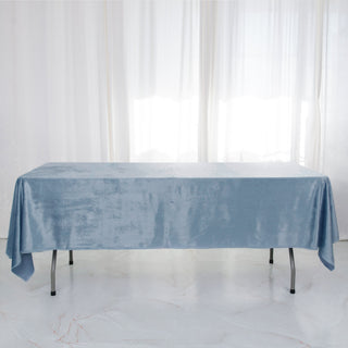 Elevate Your Event Décor with the Dusty Blue Velvet Tablecloth