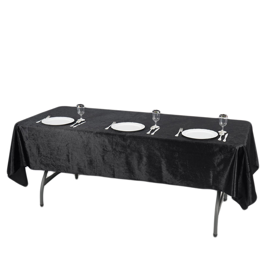 60x102inch Black Seamless Premium Velvet Rectangle Tablecloth, Reusable Linen
