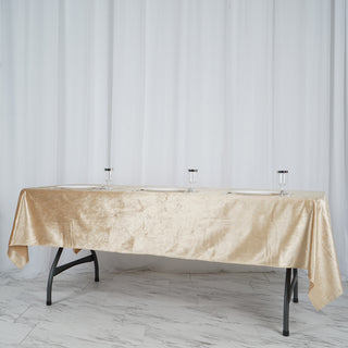 Elevate Your Table Decor with the Champagne Velvet Tablecloth