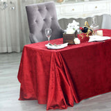 90x132inch Burgundy Seamless Premium Velvet Rectangle Tablecloth, Reusable Linen