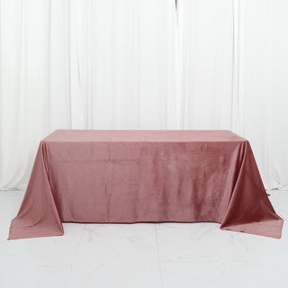 Elevate Your Event Decor with the 90"x132" Dusty Rose Premium Velvet Tablecloth