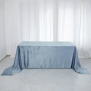 Elevate Your Table Decor with the Dusty Blue Premium Velvet Rectangle Tablecloth
