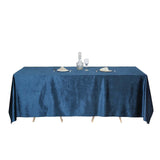 90inch x132inch Navy Blue Seamless Premium Velvet Rectangle Tablecloth, Reusable Linen