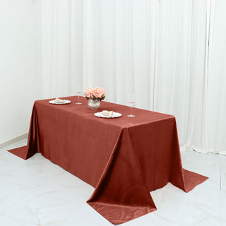 Transform Your Tablescapes with the Terracotta (Rust) Premium Velvet Tablecloth