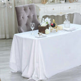 90inch x132inch White Seamless Premium Velvet Rectangle Tablecloth, Reusable Linen