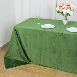 Elevate Your Table Decor with the Olive Green Premium Velvet Rectangle Tablecloth