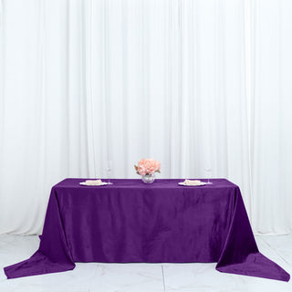Elevate Your Event Décor with the Luxurious 90"x156" Purple Velvet Tablecloth
