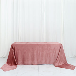 Elevate Your Table Decor with the Dusty Rose Premium Velvet Rectangle Tablecloth