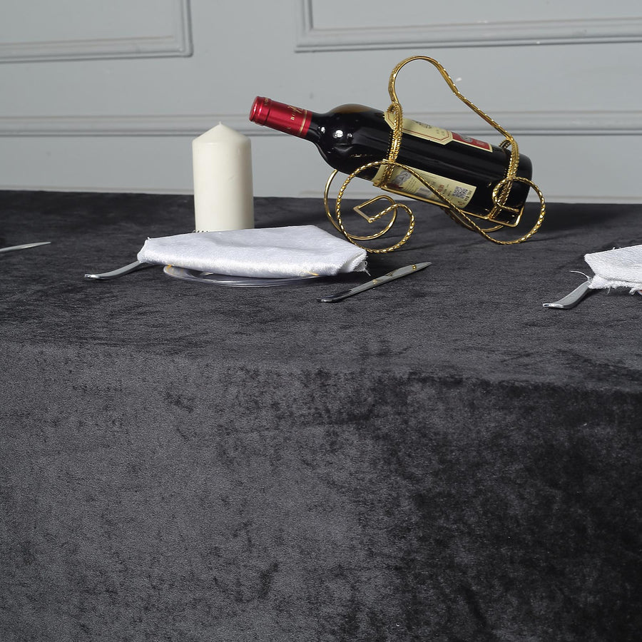 90inch x 156inch Black Seamless Premium Velvet Rectangle Tablecloth, Reusable Linen