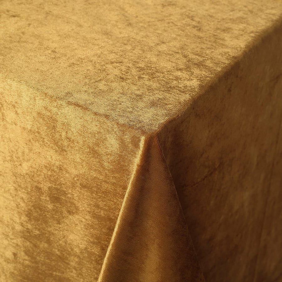 90inch x 156inch Gold Seamless Premium Velvet Rectangle Tablecloth, Reusable Linen