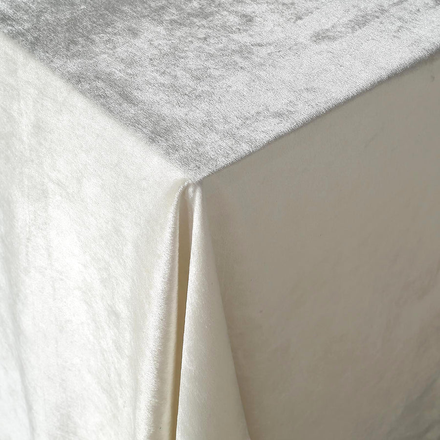 90inch x 156inch Ivory Seamless Premium Velvet Rectangle Tablecloth, Reusable Linen