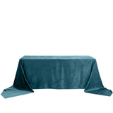 90Inchx156Inch Peacock Teal Seamless Premium Velvet Rectangle Tablecloth, Reusable Linen