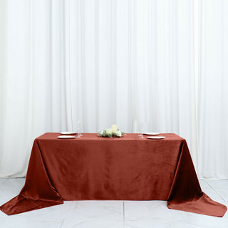 Terracotta (Rust) Velvet Tablecloth for Elegant Event Decor