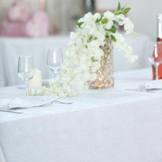 Immerse Yourself in Luxury with the White Seamless Premium Velvet Rectangle Tablecloth