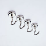 Pack of 4 | 8Lb Capacity Silver Heavy Duty Magnetic Hooks, Multipurpose Hanging Metal Hooks
