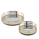 Set of 2 | Gold Metal Round Mirror Vanity Serving Tray, Decorative Tray 13inch | 9inch#whtbkgd