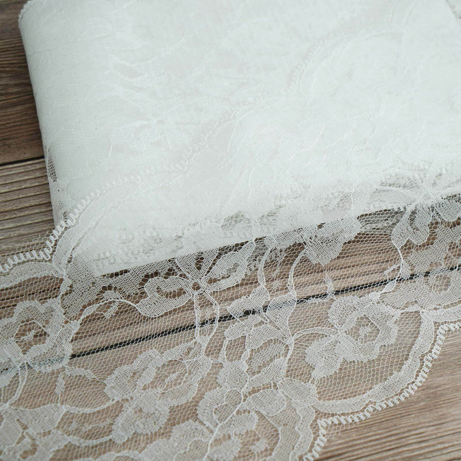 5 inch x 10 Yards Ivory Lace Pattern Tulle Fabric Rolls