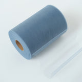 6Inchx100 Yards Dusty Blue Tulle Fabric Bolt, Sheer Fabric Spool Roll For Crafts