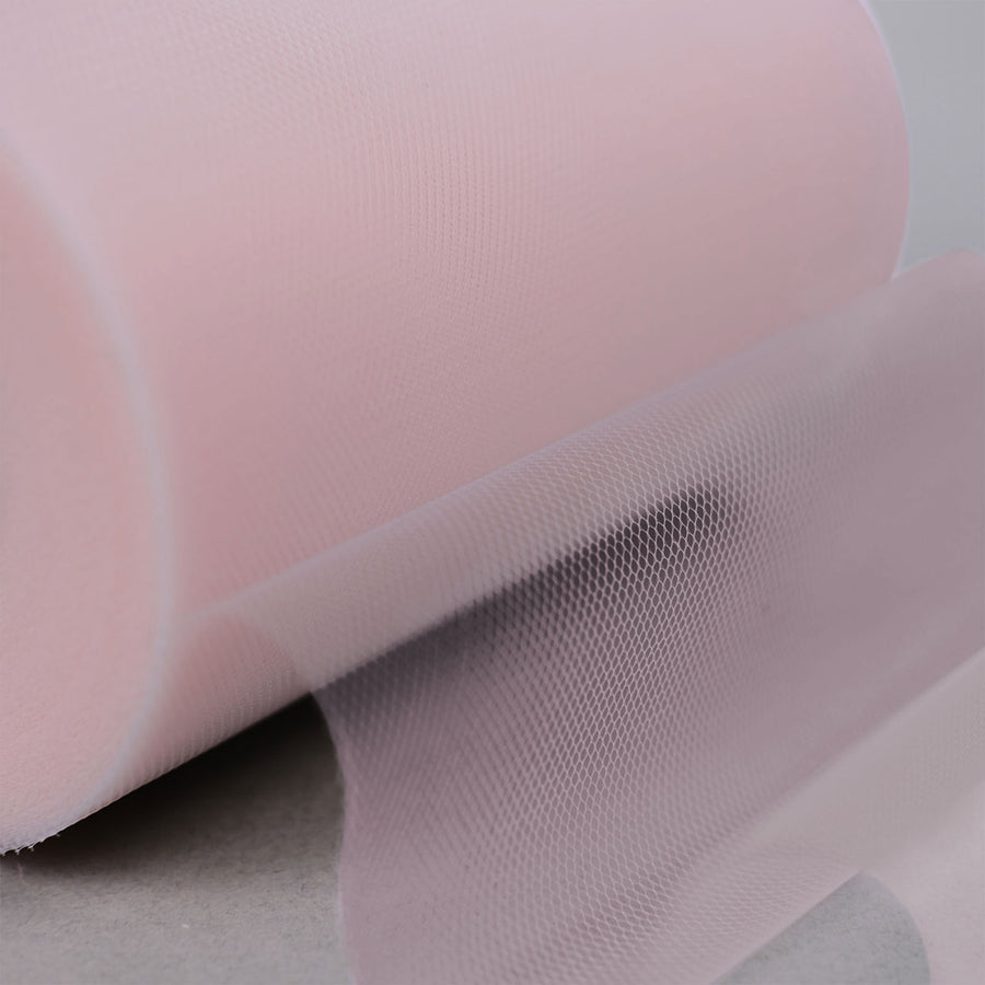6Inchx100 Yards Pink Tulle Fabric Bolt, Sheer Fabric Spool Roll For Crafts