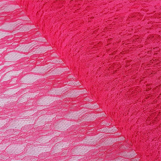 Add Elegance to Your Event with Fuchsia Floral Lace Tulle Fabric