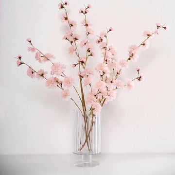 2 Branches 42" Tall Blush Artificial Silk Carnation Flower Stems