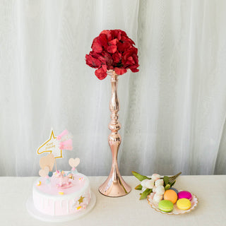 Elegant Blush/Rose Gold Metal Flower Vase and Candle Holder Set