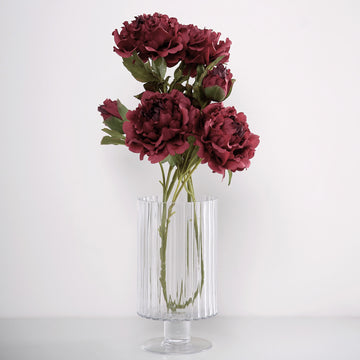 2 Bushes | 29" Tall Burgundy Artificial Silk Peony Flower Bouquets