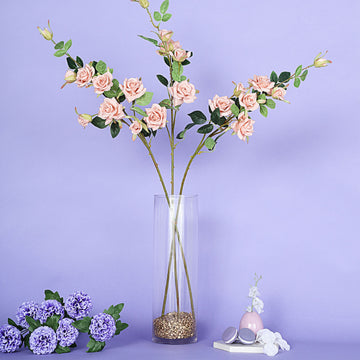 2 Stems | 38" Tall Dusty Rose Artificial Silk Rose Flower Bouquet Bush