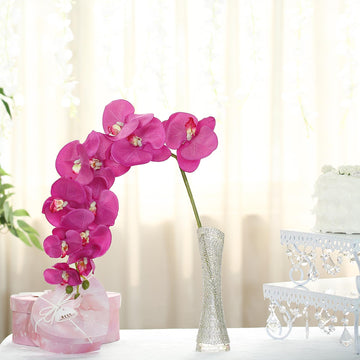 2 Stems 40" Tall Fuchsia Artificial Silk Orchid Flower Bouquets