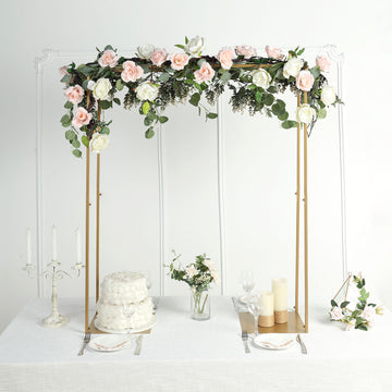 48" Tall Gold Adjustable Over The Table Metal Flower Arch Frame Stand