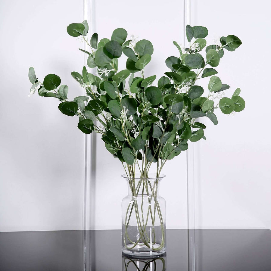 2 Bushes | 40inch Tall Green Artificial Eucalyptus Branches, Faux Plants