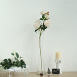 2 Bouquets | 33Inches Tall Ivory Artificial Silk Rose Flower Bush Stems
