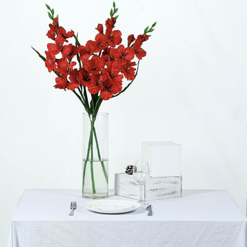 3 Stems 36" Tall Red Artificial Silk Gladiolus Flower Spray Bushes