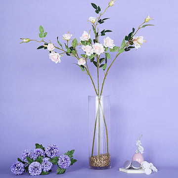 2 Stems 38" Tall Blush Artificial Silk Rose Flower Bouquet