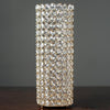 16inch Tall Shiny Gold Metal Full Crystal Beaded Pillar Candle Holder Stand