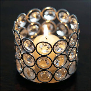Silver Crystal Beaded Metal Votive Tealight Candle Holder