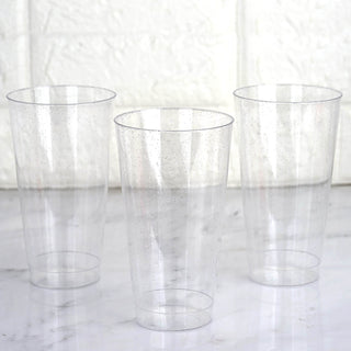Silver Glitter Sprinkled Plastic Cups for Stylish Events