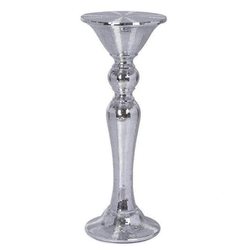 3ft Tall Silver Polystone Mirror Mosaic Pedestal Table Floor Vase